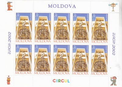 MOLDOVA 2002, EUROPA CEPT, minicoala de 10 timbre neuzată, MNH foto