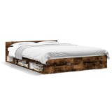Cumpara ieftin Cadru de pat cu sertare stejar fumuriu 160x200cm lemn prelucrat