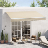 Outsunny 12&#039; x 8&#039; Patio Awning, Canopy Retractable Sun Shade Shelter w/ Manual Crank Handle for Deck, Yard, Cream White