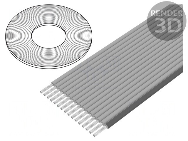 Cablu bandă 1,27mm 16x26AWG neecranat gri 100FT