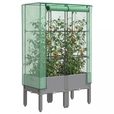 Gossi strat inaltat cu husa de sera, aspect ratan, 80x40x140 cm foto