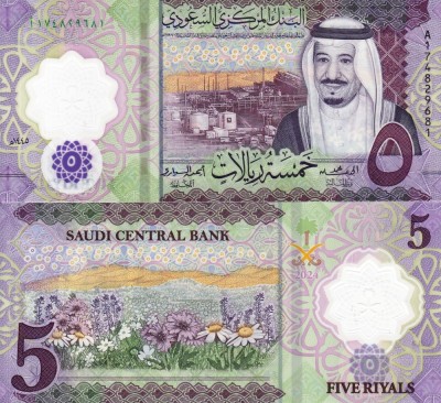 ARABIA SAUDITA 5 riyals 2024 polymer UNC!!! foto