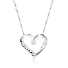 Colier din argint 925 - panglică ondulată în inimă, &quot;Forever in my heart&quot;