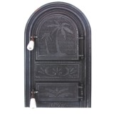 Cumpara ieftin Usa semirotunda pentru soba si cenusar, model PALMIER, neagra, 340 x 550 mm