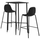 Set mobilier de bar, 3 piese, negru, material textil GartenMobel Dekor, vidaXL