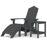Cumpara ieftin Scaun de gradina Adirondack cu masa si taburet, antracit, HDPE