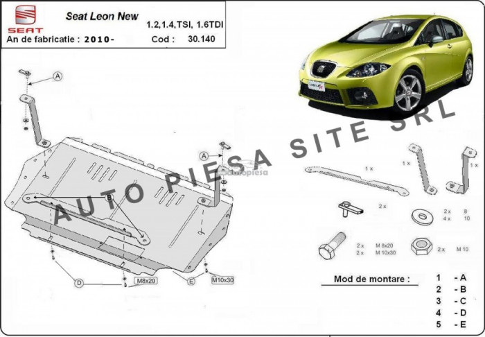 Scut metalic motor Seat Leon (1P1) 1.2 / 1.4 / 1.6TDI fabricat incepand cu 2010 APS-30,140