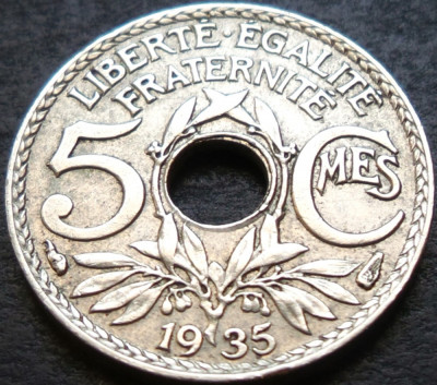 Moneda istorica 5 CENTIMES - FRANTA, anul 1935 * cod 3637 foto