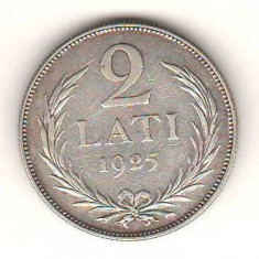 SV * Letonia / Latvijas Republika 2 LATI 1925 * ARGINT .835 VF+