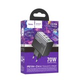 Incarcator Retea HOCO CS75A, 70W, 3 Porturi (2x USB-C PD, 1x USB-A QC 3.0), FastCharge StarSpeed, Negru