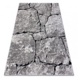 Covor modern COZY 8985 Brick Pavaj cărămidă, piatră structural două niveluri de l&acirc;nă grau, 280x370 cm, Dreptunghi, Lana