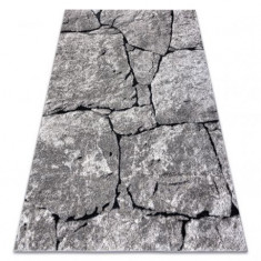 Covor modern COZY 8985 Brick Pavaj cărămidă, piatră structural două niveluri de lână grau, 120x170 cm