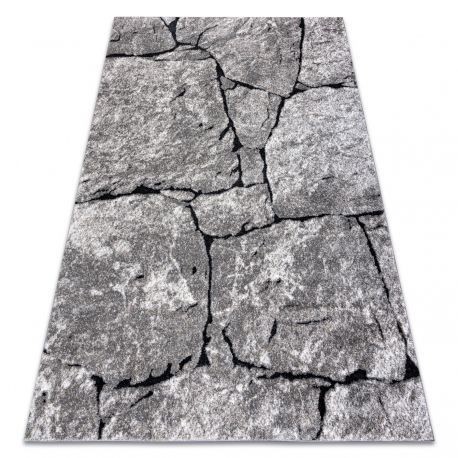 Covor modern COZY 8985 Brick Pavaj cărămidă, piatră structural două niveluri de l&acirc;nă grau, 140x190 cm