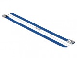 Set 10 buc bride din otel inoxidabil L 200 x W 7.9 mm Albastru, Delock 18797