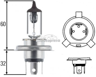 Bec Hella H4 12V 60/55W 8GJ 002 525-131 foto