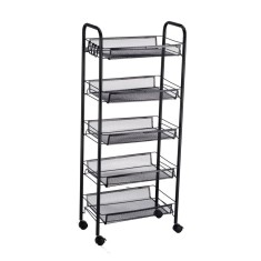 Carucior servire fier negru 44 x 26 x 102 cm