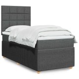 VidaXL Pat box spring cu saltea, gri &icirc;nchis, 90x200 cm, textil 3294240