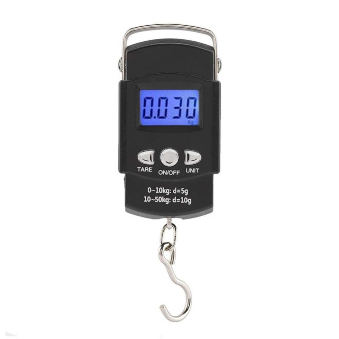Cantar digital de mana, capacitate 50 kg, metru incorporat, 20.5 x 6 x 2.5 cm, negru