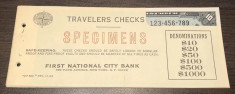 Travellers Cheque SPECIMEN SET First Bank foto