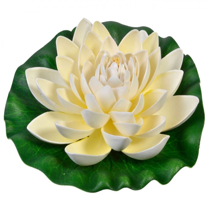 Floare Artificială Nufăr, Alb, Diametru 21cm, Plutitoare, Plastic
