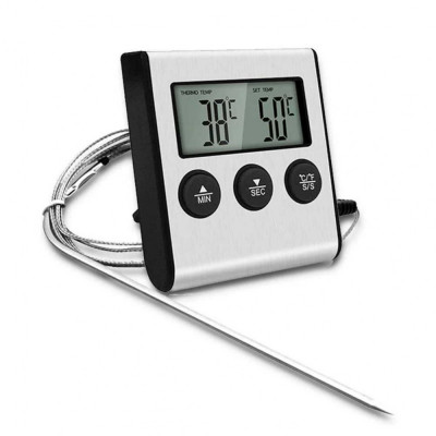 Termometru Digital Si Timer Bucatarie -50+300 gr C, Sonda 15 cm Pentru Cuptor Si Alerta Temperatura foto