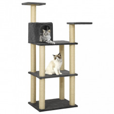 vidaXL Ansamblu pisici, stâlpi din funie sisal, gri închis, 119 cm