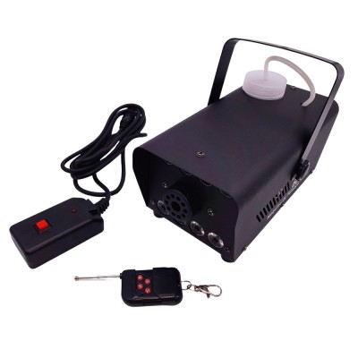 Masina de fum cu LED-uri DEPOX&amp;reg;, Party Fiesta, 600 W, metalic, jocuri de lumini, negru, telecomanda inclusa foto