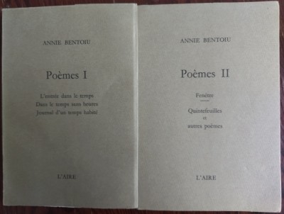 ANNIE BENTOIU - POEMES VOL. I + II (L&amp;#039;AIRE / LAUSANNE 1989) [EX. NR. 801 + 923] foto