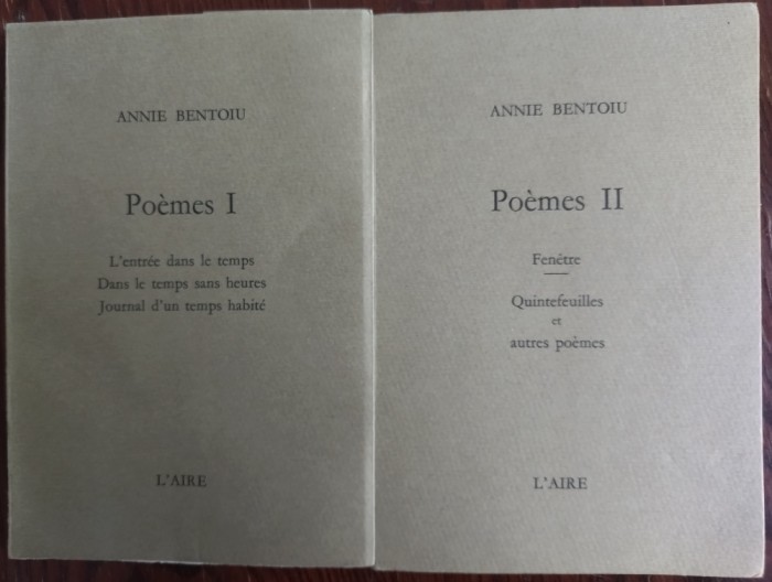 ANNIE BENTOIU - POEMES VOL. I + II (L&#039;AIRE / LAUSANNE 1989) [EX. NR. 801 + 923]