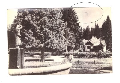 CP Borsec - Vedere din parc, RPR, circulata 1958, animata, mica pata foto