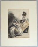 Acuarela copie de sec 19 dupa gravura &quot;Nurs&#039;d Abroad&quot; de Joseph Strutt din 1796, Scene gen, Altul
