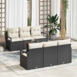 vidaXL Set de canapele pentru grădină 7 pcs Negru și alb