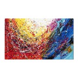 Tablou reproducere Jackson Pollock pictat manual birou, living, Compozitie abstracta, 100x60cm ulei pe panza