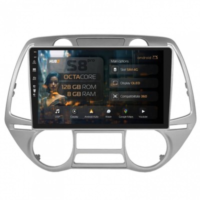 Navigatie Hyundai I20 (2008-2012) 8GB RAM Android 13 Octacore Slot Sim 4G DSP GPS Wi-FI Carplay Android Auto USB Bluetooth Waze Touchscreen 9 Inch V2 foto