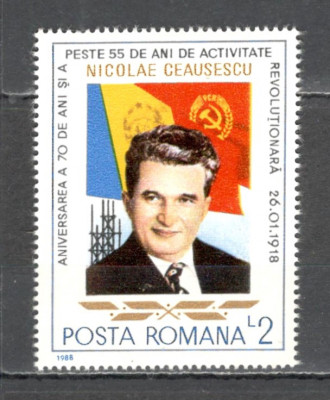 Romania.1988 70 ani nastere n.ceausescu ZR.817 foto