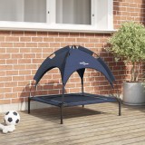 VidaXL Pat ridicat pentru c&acirc;ini Bleumarin Țesătură, Metal 71 x 64 x 71 cm