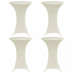 Husă de masă cu picior, 4 buc., crem, Ø60 cm, elastic