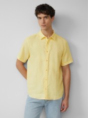 s.Oliver Camasa usoara cu maneca scurta, barbati, din 100% in, Regular fit, Galben, S