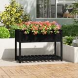 VidaXL Jardinieră cu raft, negru, 111,5x54x81 cm, lemn masiv de pin 823791