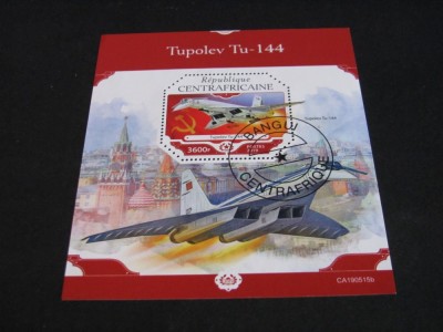 Tupolev Tu-144, Primul Avion Supersonic de Pasageri - Bloc Filatelic Republica Centrafricană foto