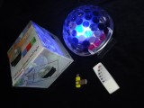 GLOB LUMINOS TELECOMANDA RGB INDOOR LED CRYSTAL MAGIC BALL USB MP3 PARTY DJ