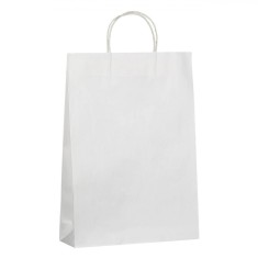 Sacosa Cadou, Kraft, Model Alba, Manere Scurte, Dimensiuni 33x46x10 cm