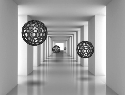 Autocolant Tunel cu bile negre, 220 x 135 cm foto
