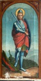SFANTUL MARE MUCENIC GHEORGHE,ICOANA VECHE DATATA 1902 ULEI PE PANZA , ATENTIE ! LA ULTIMA POZA !/ PIESA FRUMOASA CU VECHIME MARE/400 X 210 mm.