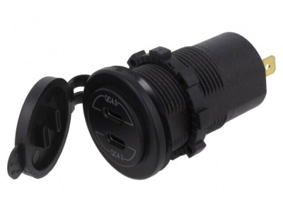 &amp;Icirc;ncărcător USB Dual USB-C 12-24V Negru foto