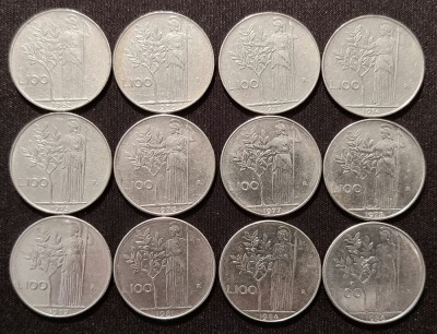 Lot monede 100 lire Italia (62,70,73,74,75,76,77,78,79,81,84,86) foto