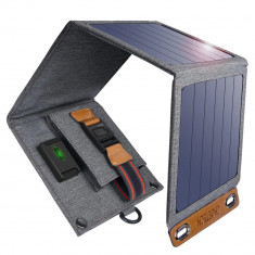 Încărcător solar de telefon turistic cu USB 14W gri pliabil SC004 Choetech