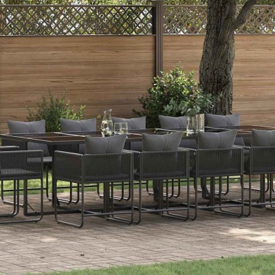 vidaXL Set de masă pentru grădină 15 pcs Negru Oțel 3335886 foto