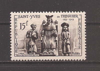 Franta 1956 - Comemorarea Sf. Yves de Tr&amp;egrave;guier, MNH foto