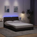 vidaXL Cadru de pat cu LED fără saltea țesătură maro &icirc;nchis 140x200 cm